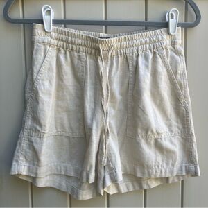 J crew factory women's shorts linen blend xxs drawstring ivory beige neutral